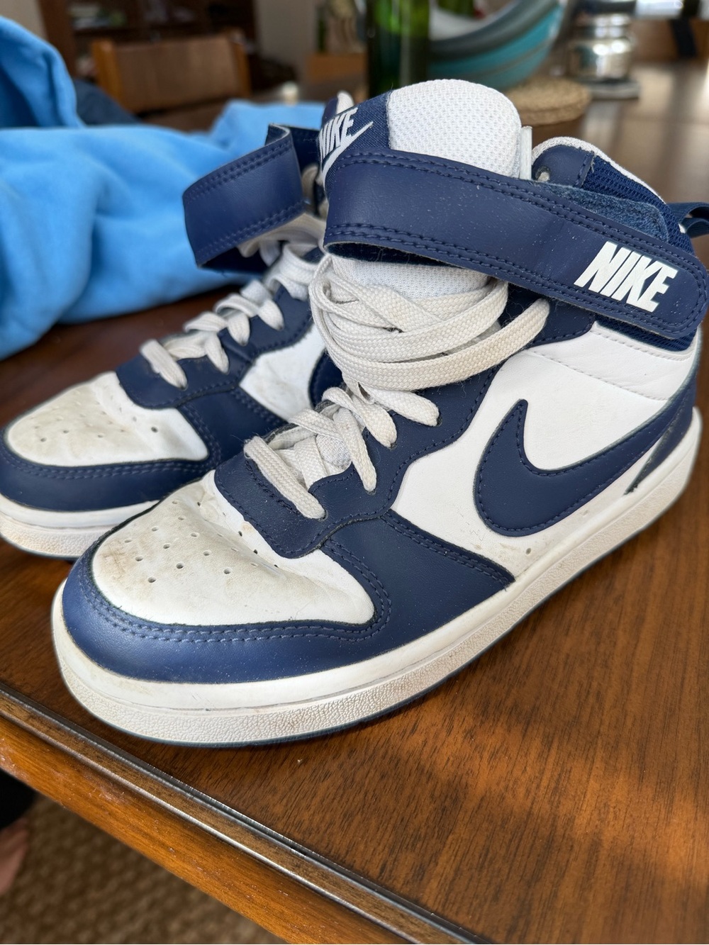 Nike Kids High-Top Sneakers in Navy and White